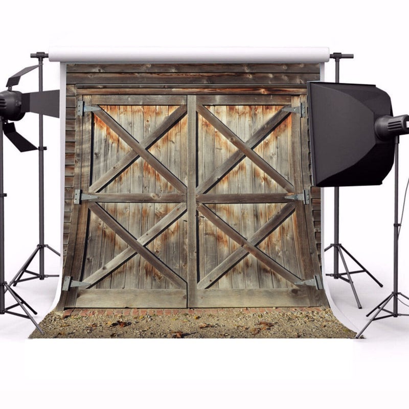 Yeele 7x7ft Rustic Barn Backdrop for Photography Shabby Old Worn Brown Wooden Doors Front Background Countryside Style Kids Boy Girl Adult Photo Booth Shoot Vinyl Studio Props - Image 2